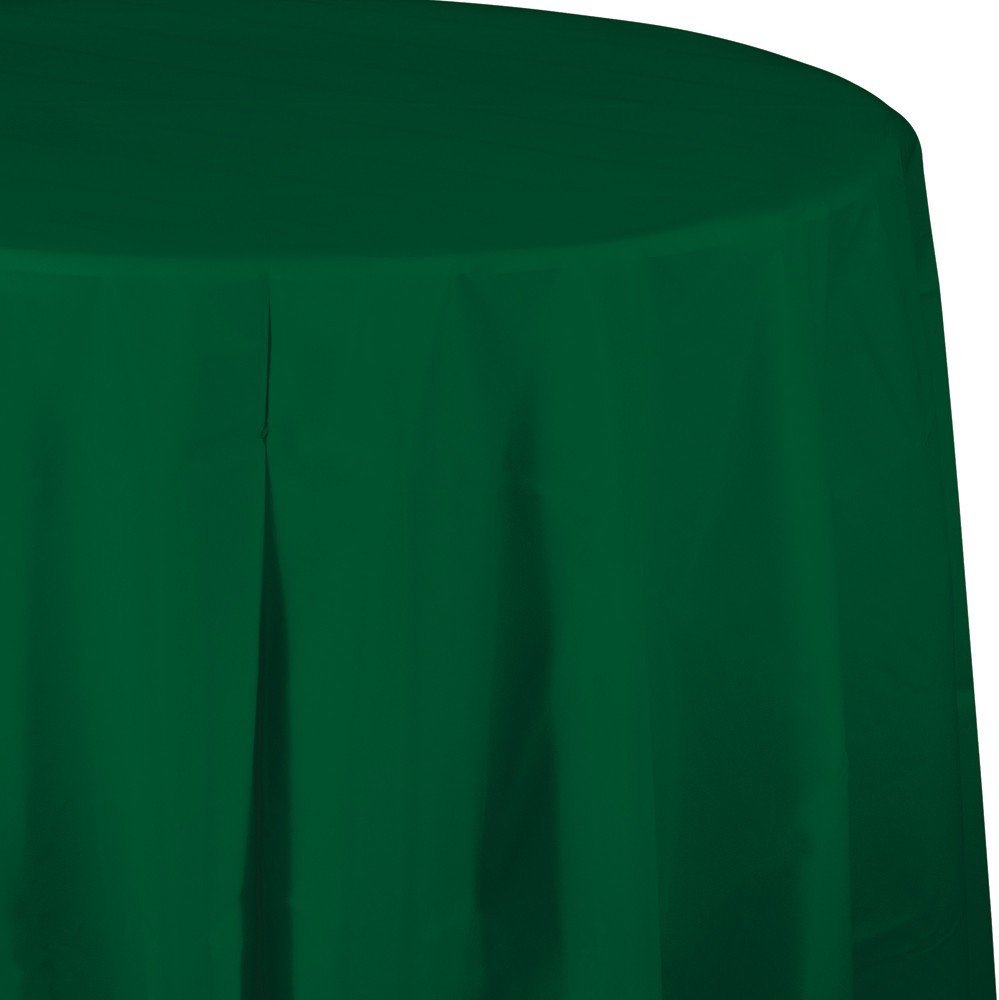 HUNTER GREEN ROUND PLASTIC TABLE COVER