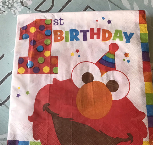 ELMO  TURNS 1 LUNCH  NAPKIN